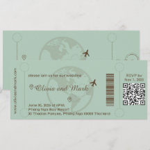 Boarding Pass RSVP-kort – Sage & Beige