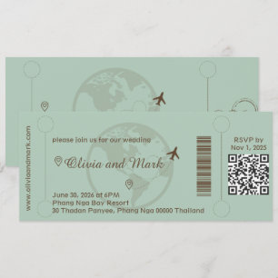 Boarding Pass RSVP-kort – Sage & Beige Inbjudningar