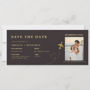 Boarding Pass Save the Date Destination Bröllop Inbjudningar