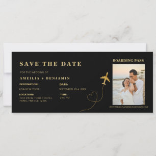 Boarding Pass Save the Date Destination Bröllop Inbjudningar