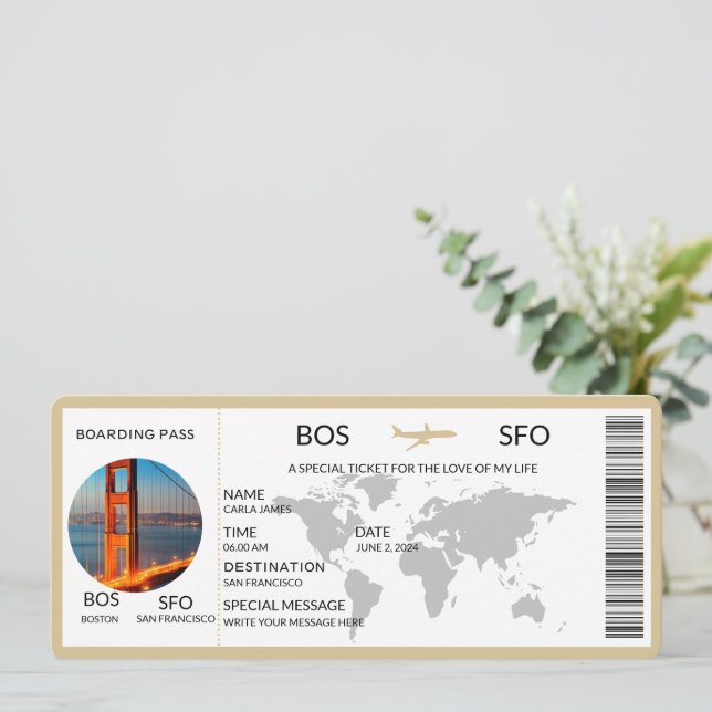 Boarding Pass Scratch Överraskning Semester/Resa A Inbjudningar (Stående Fram)