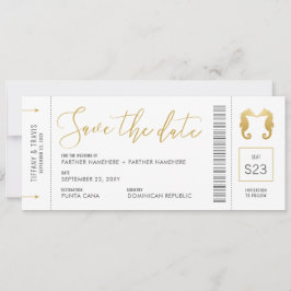 Boarding Pass Seahästar Kissing Biljett Beach Spara Datumet