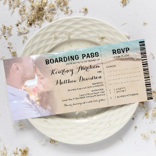 Boarding Pass Strand Foto RSVP & Bröllop Inbjudningar