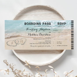 Boarding Pass Strand RSVP & Bröllopsinbjudan Inbjudningar