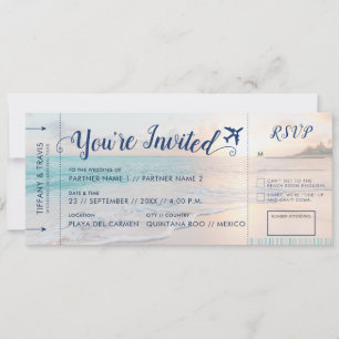 Boarding Pass Strandbiljett Allt-i-ett RSVP och Inbjudningar