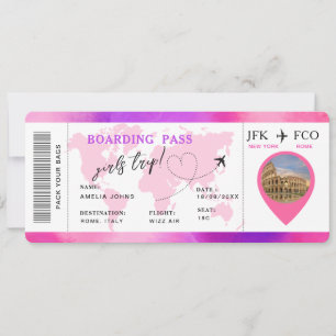 Boarding Pass Surprise Airline Biljett Girls Resa Inbjudningar