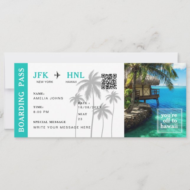 Boarding Pass Surprise Resa Airline Biljett sommar Inbjudningar (Framsida)