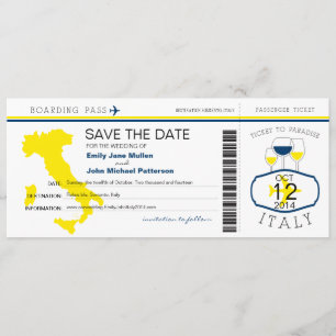 Boarding Pass till Italien Bröllopsinbjudan Inbjudningar