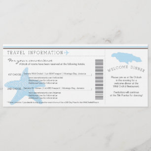 Boarding Pass till Jamaica Bröllopsresa Info Inbjudningar