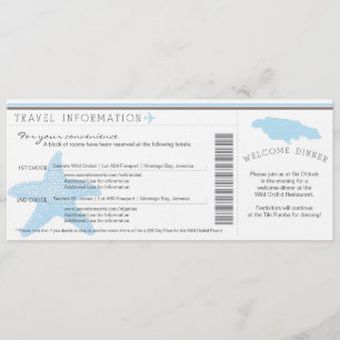 Boarding Pass till Jamaica Bröllopsresa Info Inbjudningar