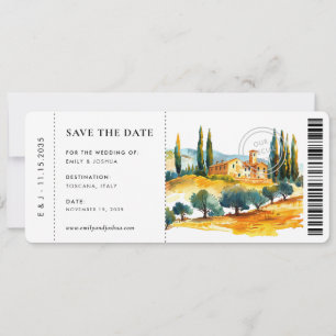 Boarding Pass Toscana Italien Bröllop spara datum Datumet