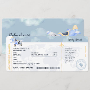 Boarding Pass Travel Gender Neutral Baby Shower Inbjudningar