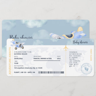 Boarding Pass Travel Gender Neutral Baby Shower Inbjudningar