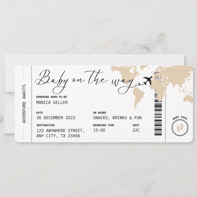 Boarding Pass Travel Gender Neutral Baby Shower Inbjudningar (Framsida)