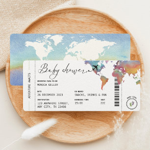 Boarding Pass Travel Gender Neutral Baby Shower Inbjudningar