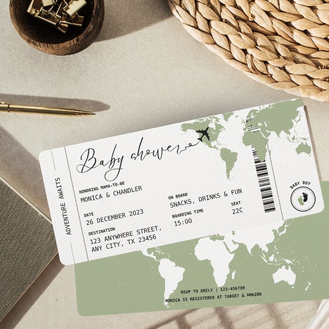 Boarding Pass Travel Gender Neutral Baby Shower Inbjudningar (Skapare uppladdad)