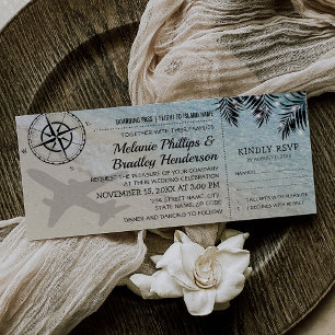 Boarding Pass Tropical Paradise Beach Wedding Inbjudningar
