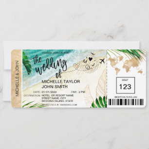Boarding Pass Världskarta Tropisk Ö Invitation Inbjudningar