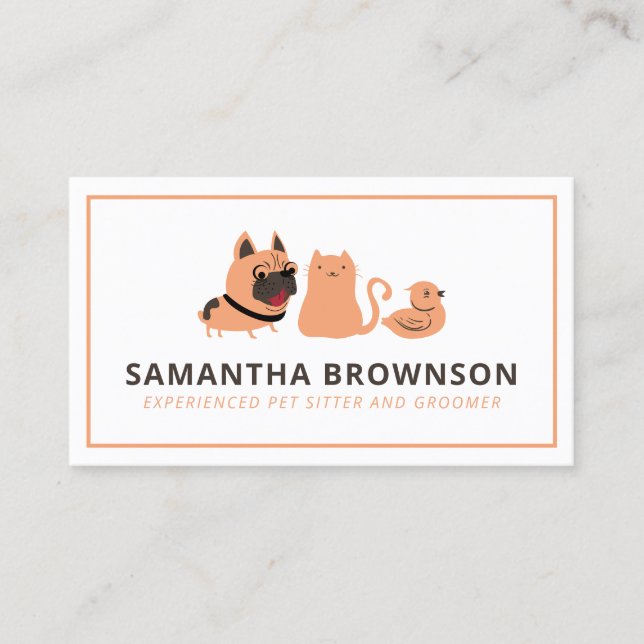 Boarding Veterinary Hund Cat Bird Pet Sitter ter Visitkort (Framsida)