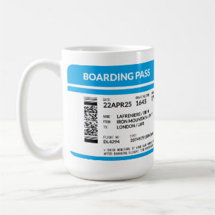 Boardingkort (blått) kaffemugg
