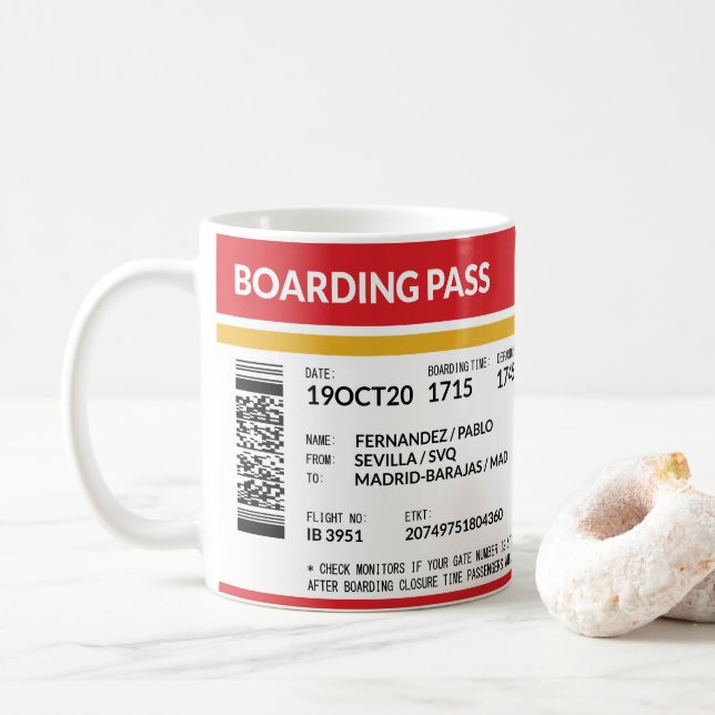 Boardingkort - Rött Kaffemugg (Med munk)