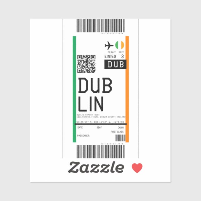 Boardingkort till Dublin (DUB) Klistermärken (Ark)