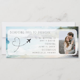 Boardingkort till paradise QR-kod Bröllop Inbjudningar