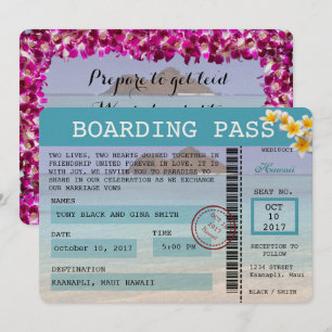 Boardingkortsinbjudan Hawaii Bröllop Inbjudningar