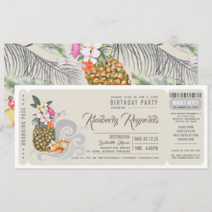 Boardingpass   Ananas   Födelsedagsfest för persik Inbjudningar