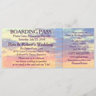 Boardingpass Biljett Destinationsbröllop Inbjudningar