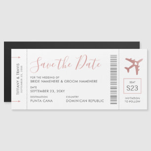 Boardingpass Biljett Spara datum magneter Rosa