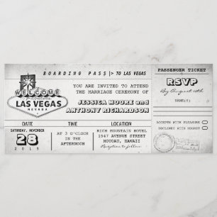 boardingpass bröllop biljett LAS VEGAS Inbjudningar