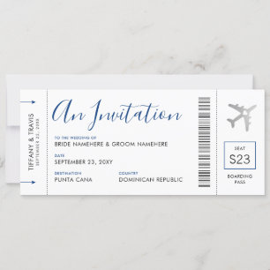 Boardingpass Flygplan Biljett-destinationsbröllop Inbjudningar