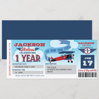 Boardingpass, Flygplan Biljett, Time Flies, 1st In Inbjudningar