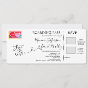 Boardingpass för bröllop i Rom, Italien Inbjudningar