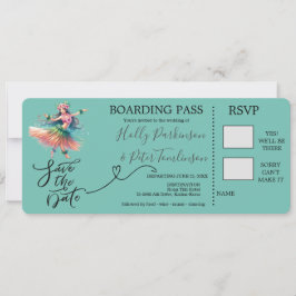 Boardingpass för bröllop på Hawaii Inbjudningar