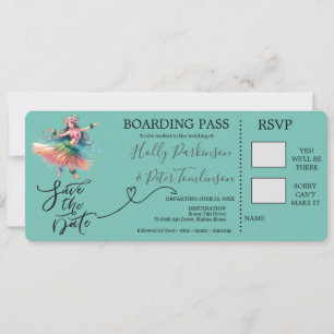 Boardingpass för bröllop på Hawaii Inbjudningar