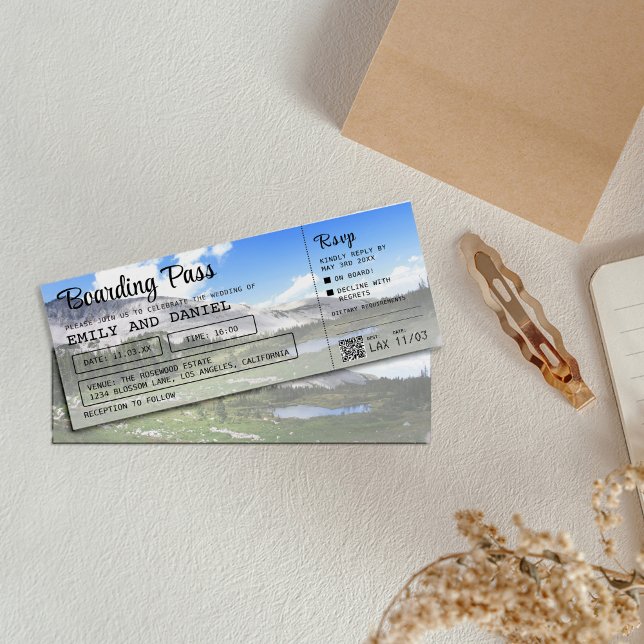 Boardingpass för Colorado-destinationen Bröllop Inbjudningar (Skapare uppladdad)