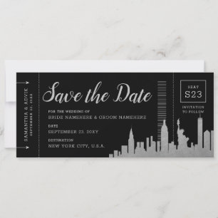 Boardingpass för New York City Destination Silver Spara Datumet