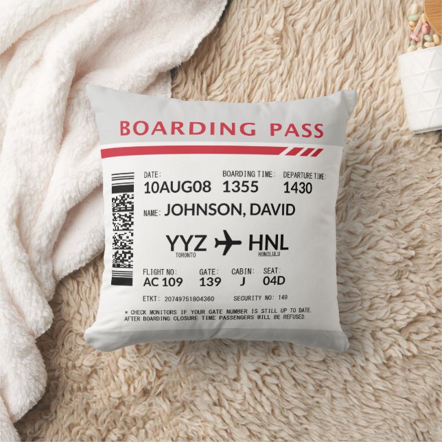 Boardingpass - Grått Kudde (Filt)