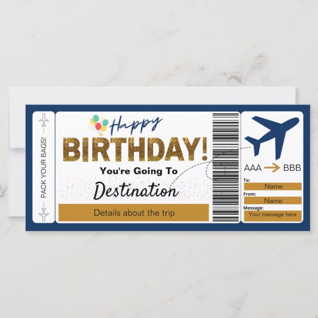 Boardingpass Grattis på födelsedagen Biljett (Framsida)