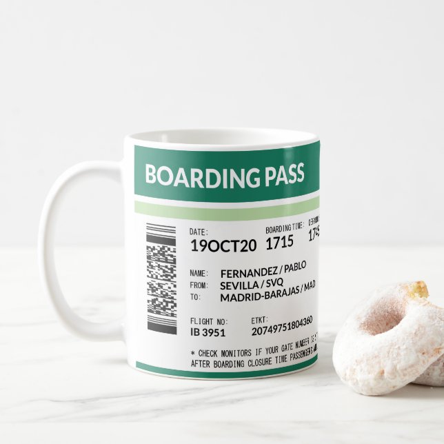 Boardingpass - Grönt Kaffemugg (Med munk)
