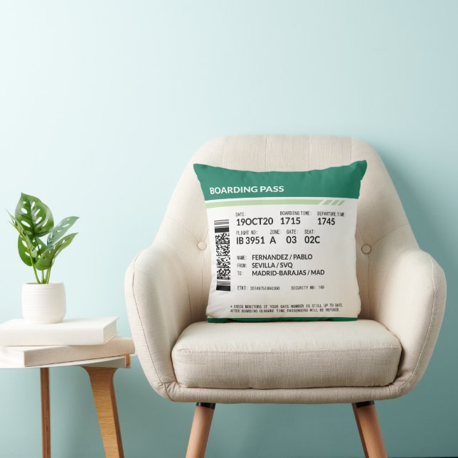 Boardingpass - Grönt Kudde (Stol)