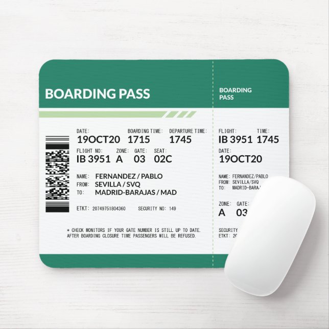 Boardingpass - Grönt Musmatta (Med mus)