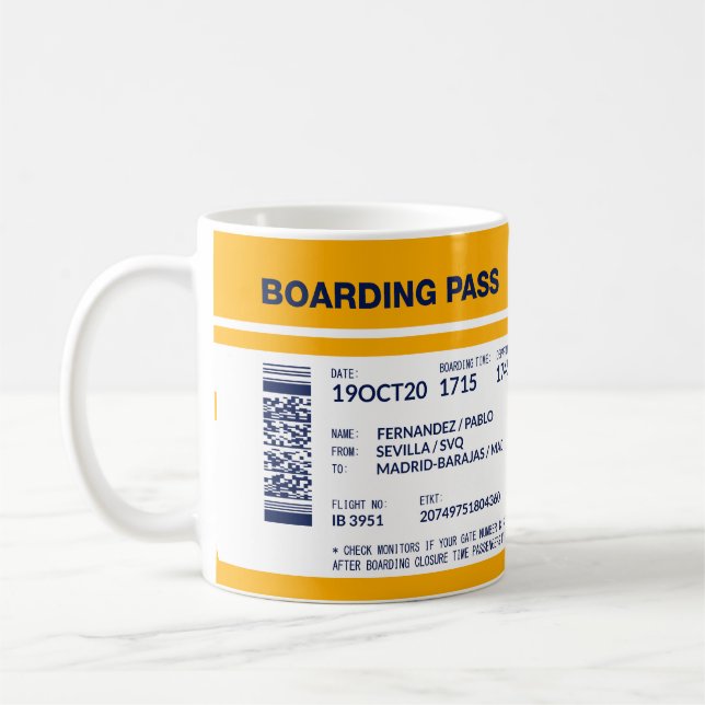 Boardingpass - Gult Kaffemugg (Vänster)