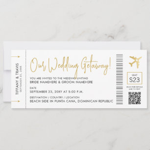 Boardingpass med QR-kod Destinationsbröllop Inbjudningar