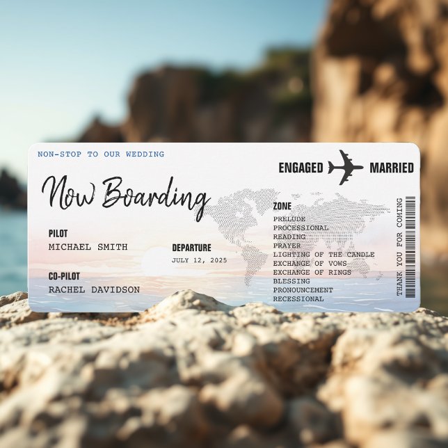 Boardingpass Ocean Sunset Destinations Wedding Program (Skapare uppladdad)