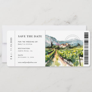 Boardingpass Rustic Winery Ligcape Bröllop Spara Datumet