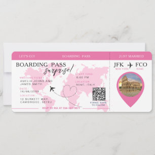 Boardingpass Surprise Airline Biljett bröllop Inbjudningar
