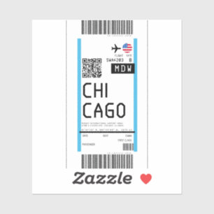 Boardingpass till Chicago (MDW) Klistermärken